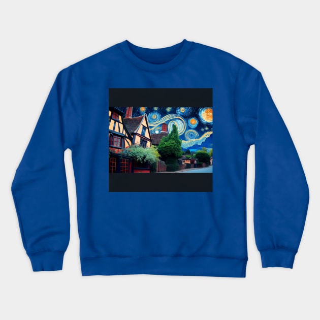 Starry Night Over Godric's Hollow Crewneck Sweatshirt by Grassroots Green